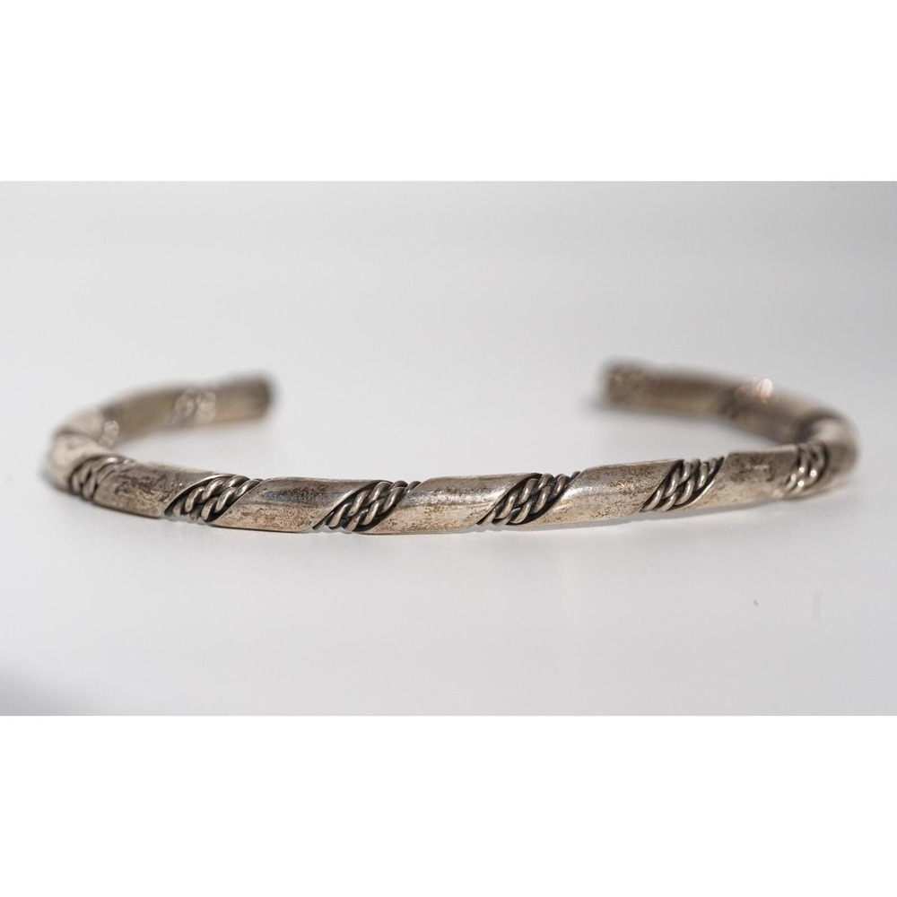 Native American Indian Sterling Silver 925 Twisted Wire‎ Rope Cuff Bracelet